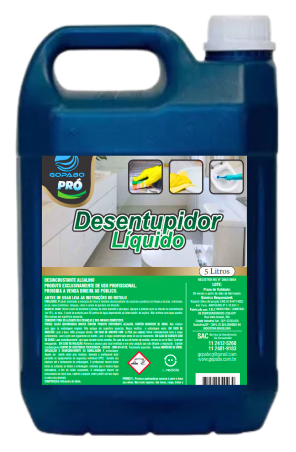 Galão 5L Desentupidor - Produto de Limpeza